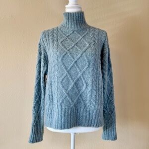 360 Cashmere Textured Turtleneck Sweater - Soft Blue